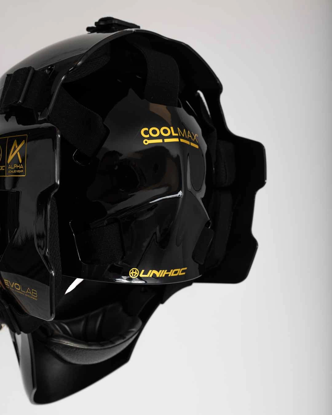 Unihoc Goalie Mask ALPHA PRIME EVOLAB Sort/Gull 26/27