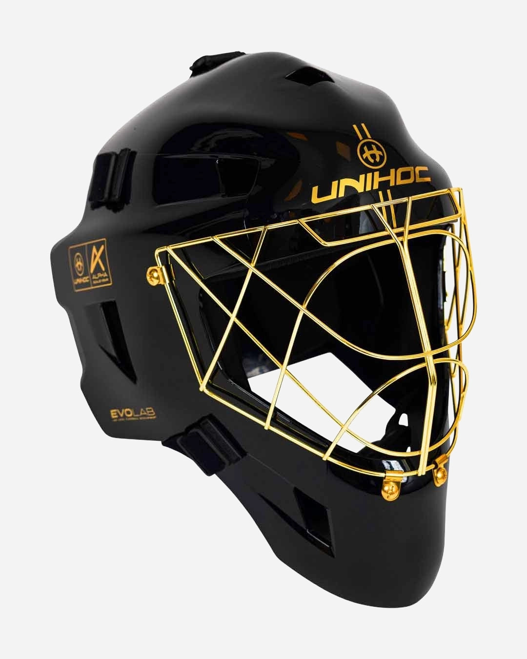 Unihoc Goalie Mask ALPHA PRIME EVOLAB Sort/Gull 26/27